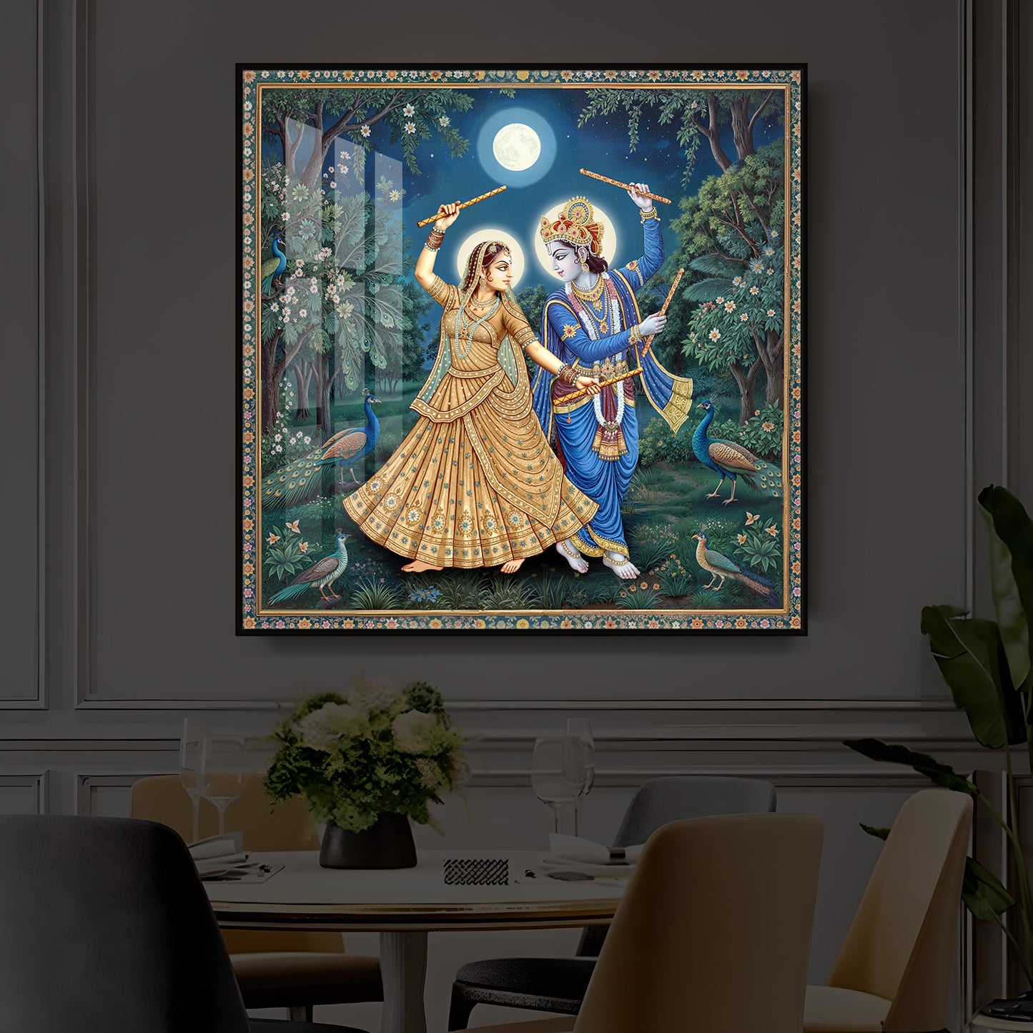 Radha Krishna Definition Of Love Modern Luxury Backlight Square Wall Art