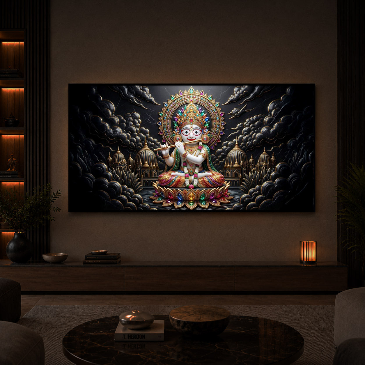 Lord Jagannath Modern Luxury Backlight Horizontal Wall Art