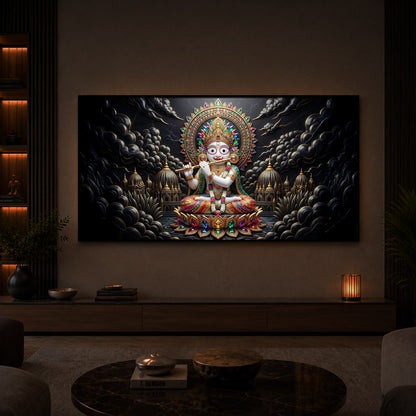 Lord Jagannath Modern Luxury Backlight Horizontal Wall Art