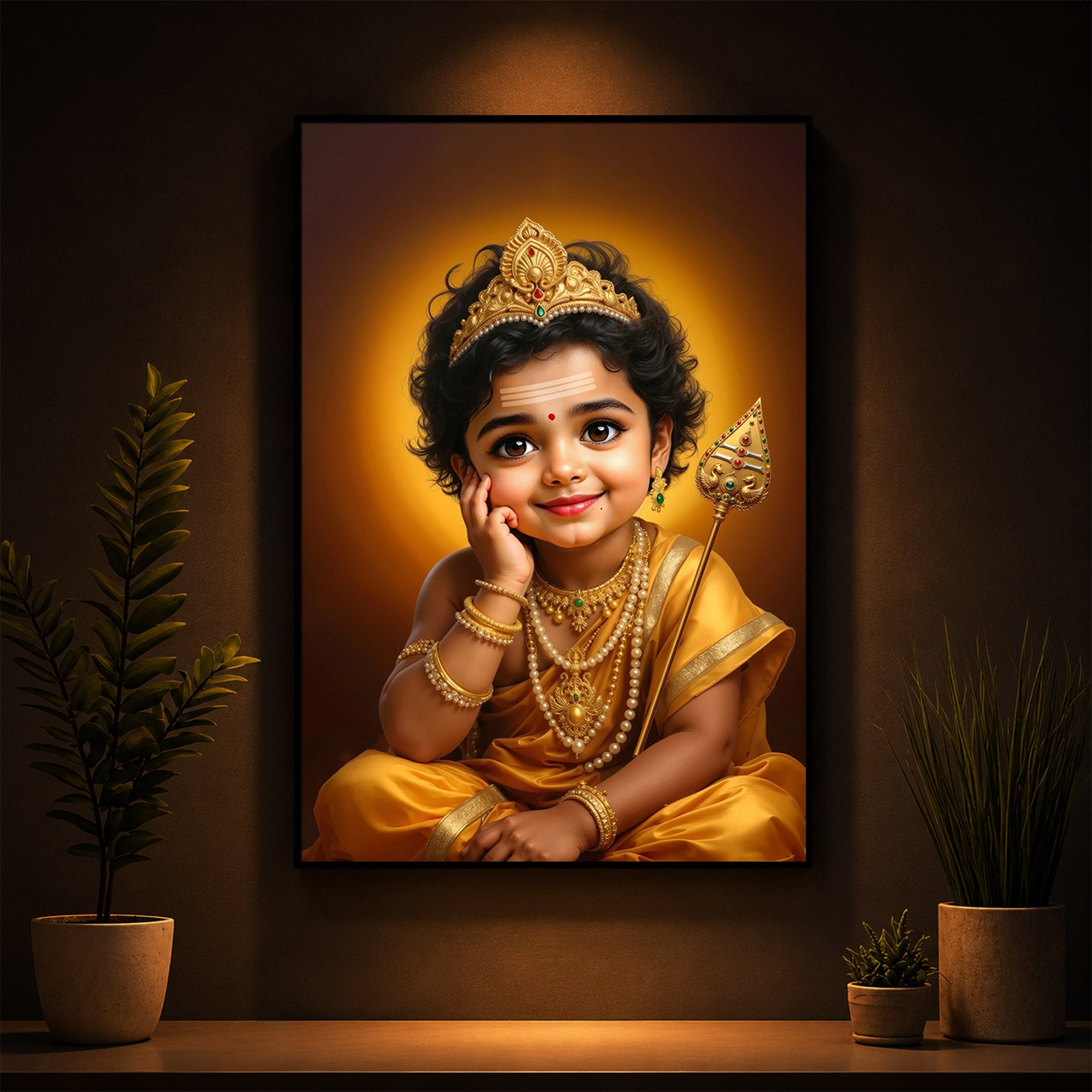 Baby Murugan Modern Luxury Backlight Vertical Wall Art