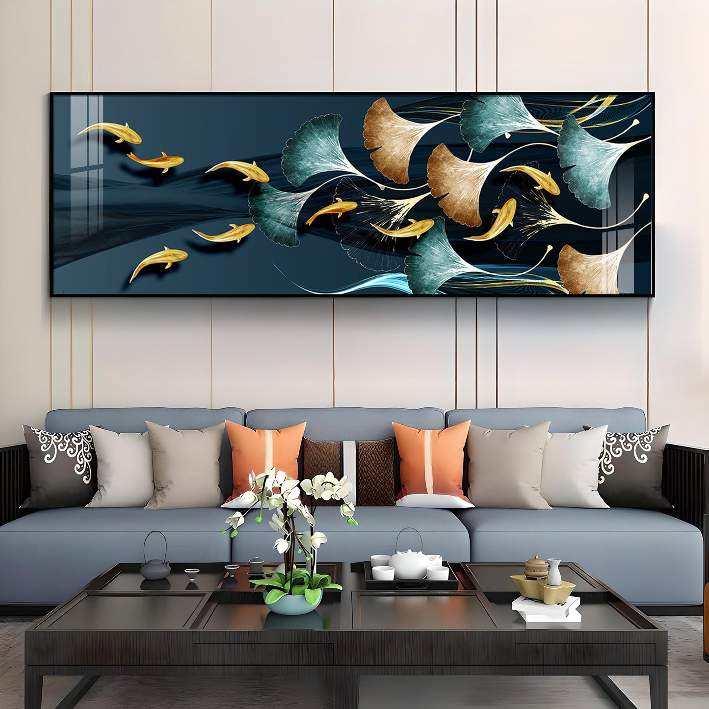 Glittering Goldfish Gala Premium Acrylic Horizontal Wall Art