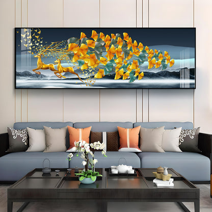 Deer Running Delight Premium Acrylic Horizontal Wall Art