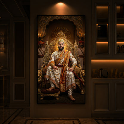 Shivaji Maharaj Modern Luxury Backlight Vertical Wall Art