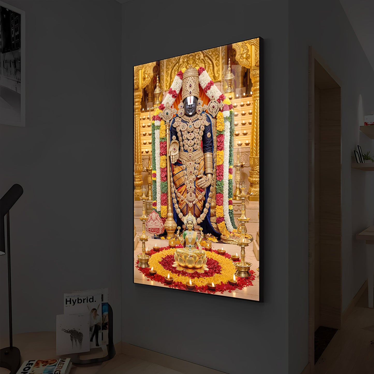 Tirupati Balaji Modern Luxury Backlight Vertical Wall Art