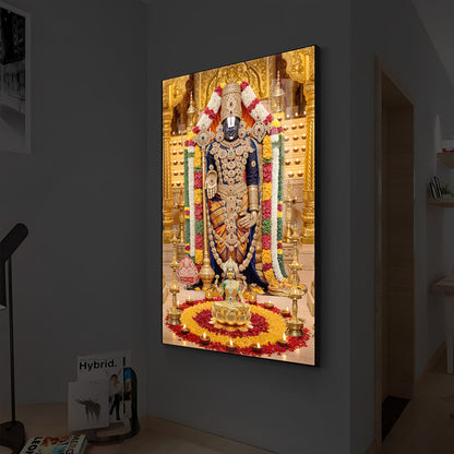 Tirupati Balaji Modern Luxury Backlight Vertical Wall Art