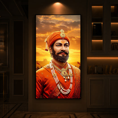 Chhatrapati Shivaji Maharaj Modern Luxury Backlight Vertical Wall Art