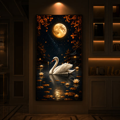 White Swan Modern Luxury Backlight Vertical Wall Art