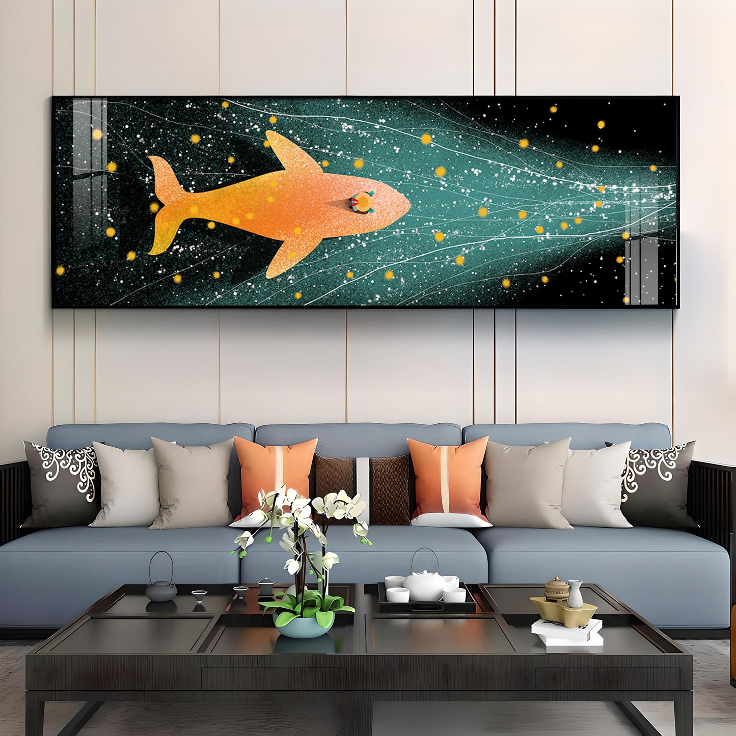 Stellar Swim Of Fish Premium Acrylic Horizontal Wall Art