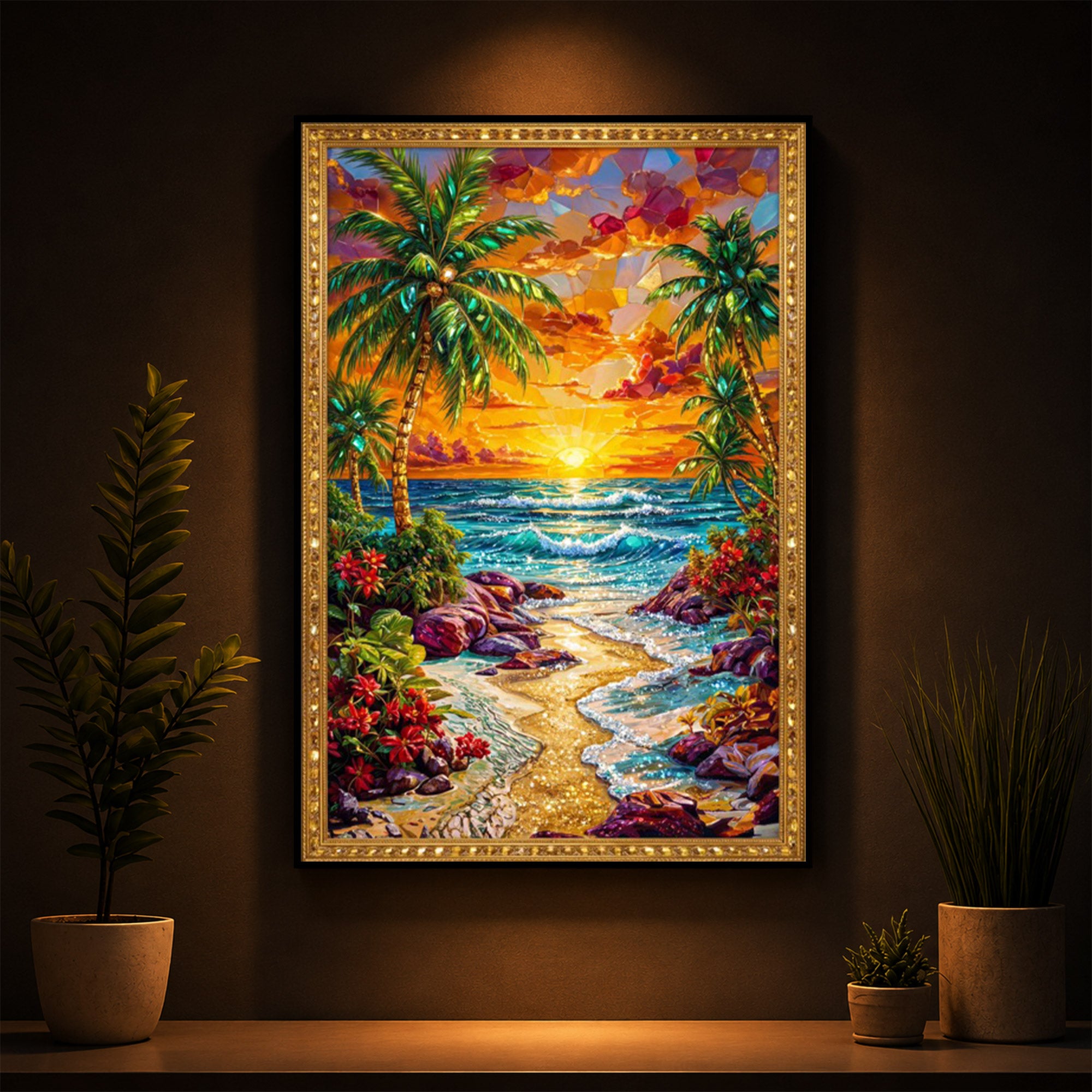 Coastal Bliss Modern Luxury Backlight Vertical Wall Art