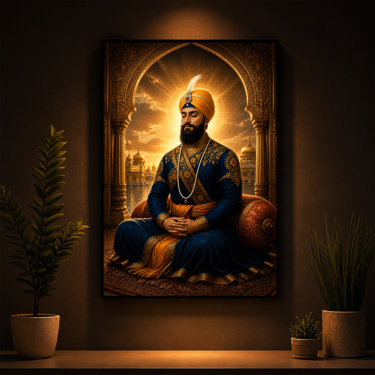 Majestic Guru Gobind Singh Ji Modern Luxury Backlight Vertical Wall Art