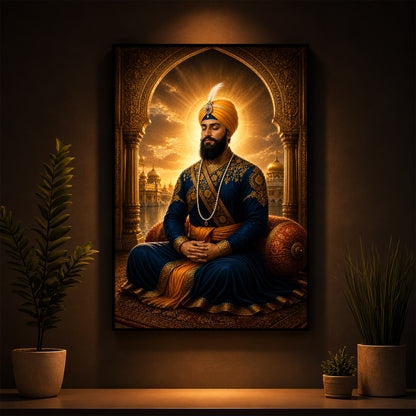 Majestic Guru Gobind Singh Ji Modern Luxury Backlight Vertical Wall Art