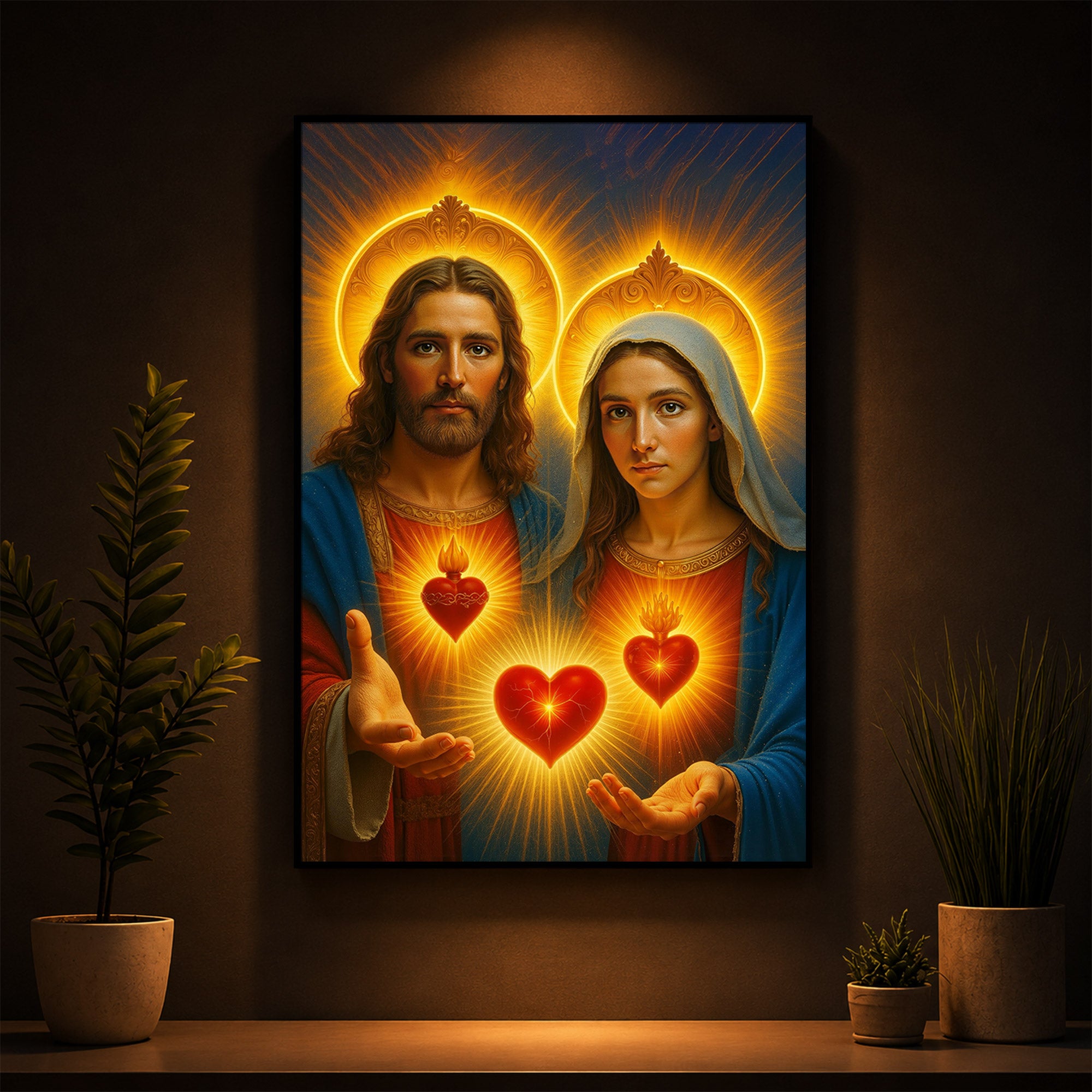 God Prayer Modern Luxury Backlight Vertical Wall Art