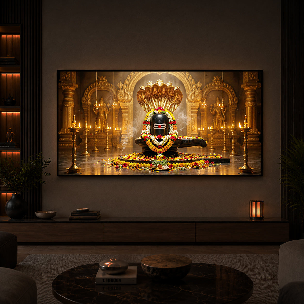 Bholenath Ji Modern Luxury Backlight Horizontal Wall Art