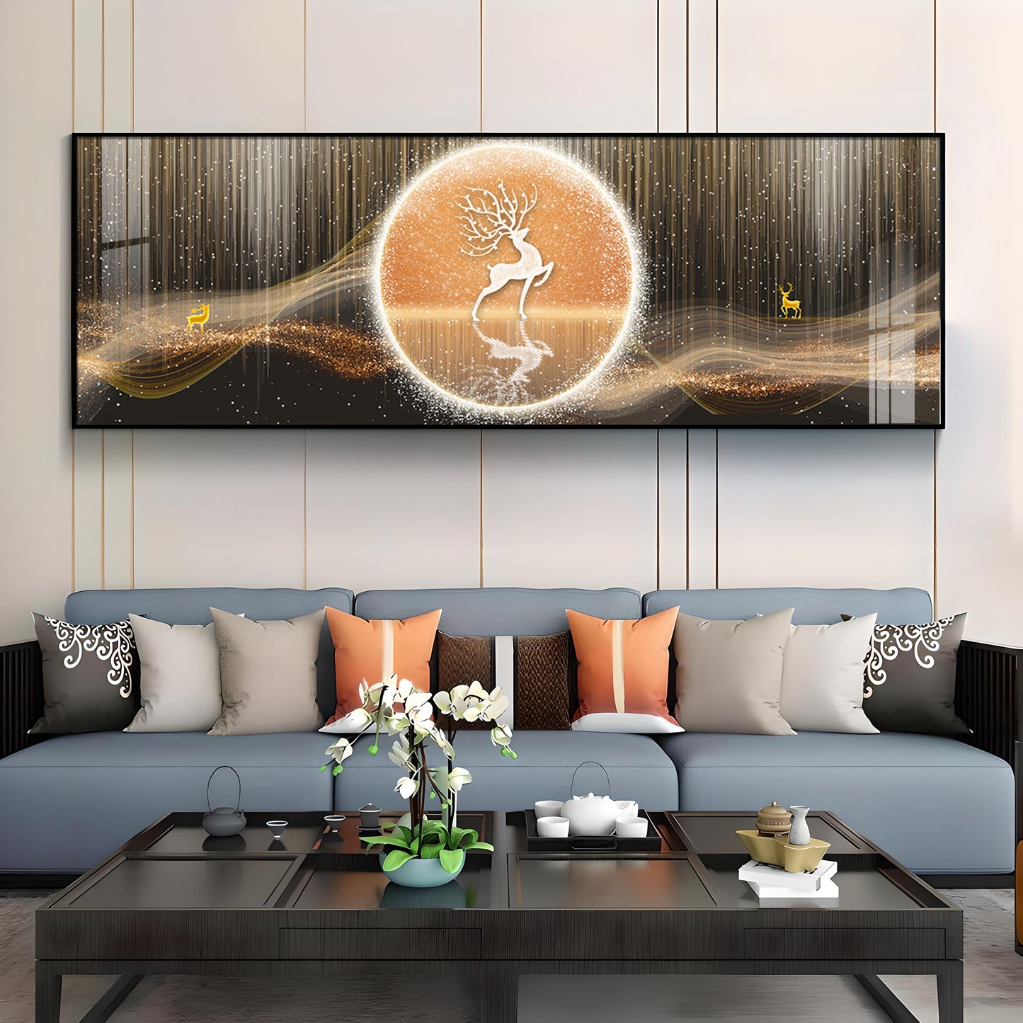 Deer In The Golden Halo Premium Acrylic Horizontal Wall Art