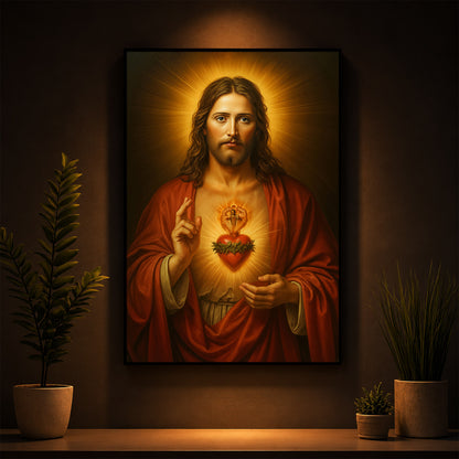 Heart Of Jesus Modern Luxury Backlight Vertical Wall Art