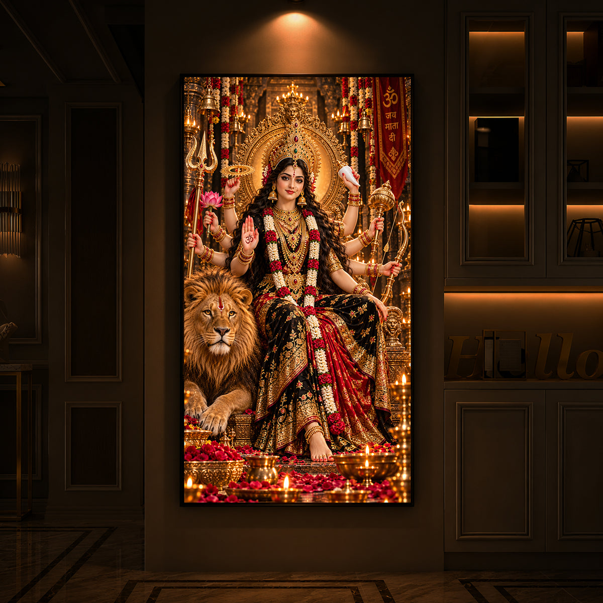 Maa Jagdamba Modern Luxury Backlight Vertical Wall Art