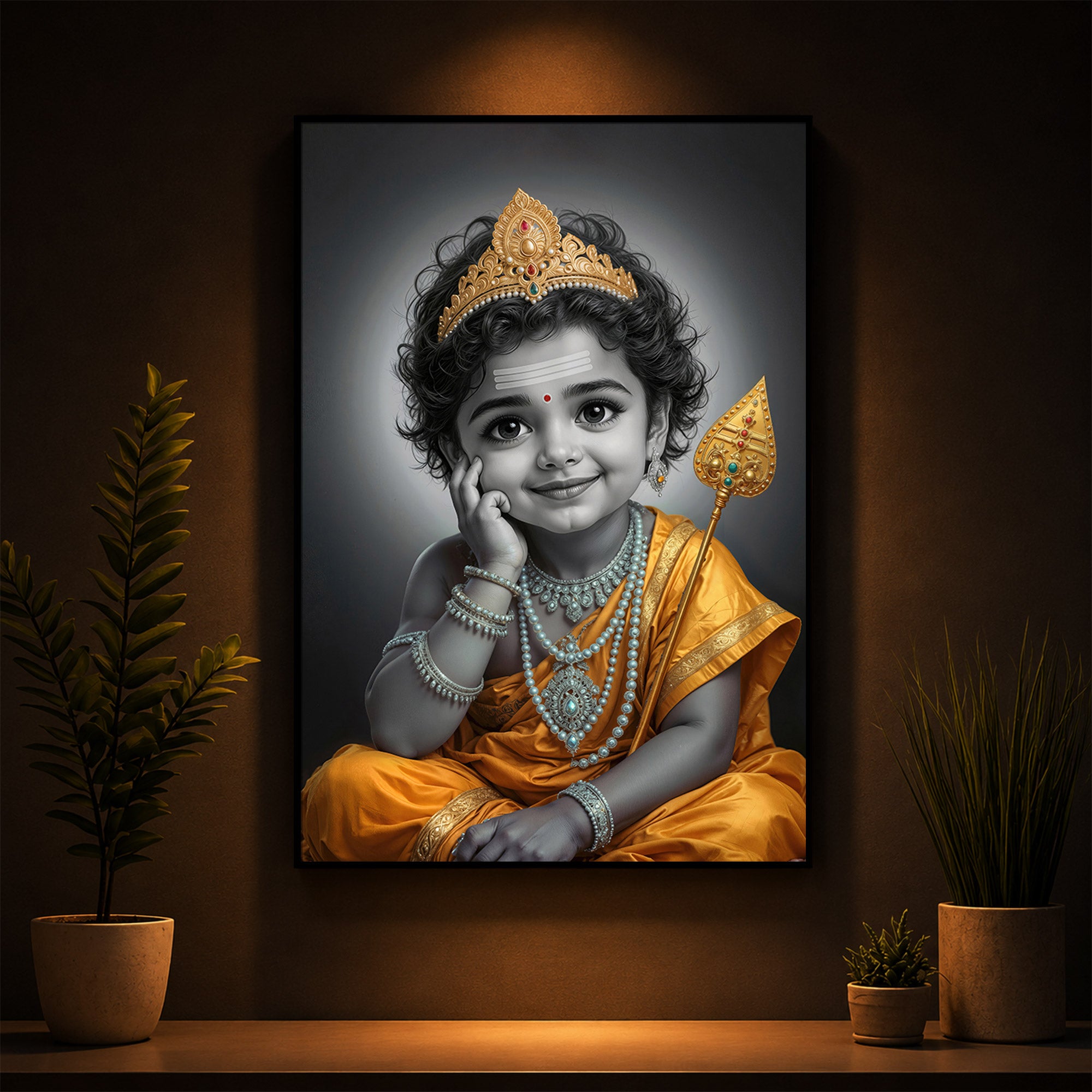 Little Murugan Modern Luxury Backlight Vertical Wall Art