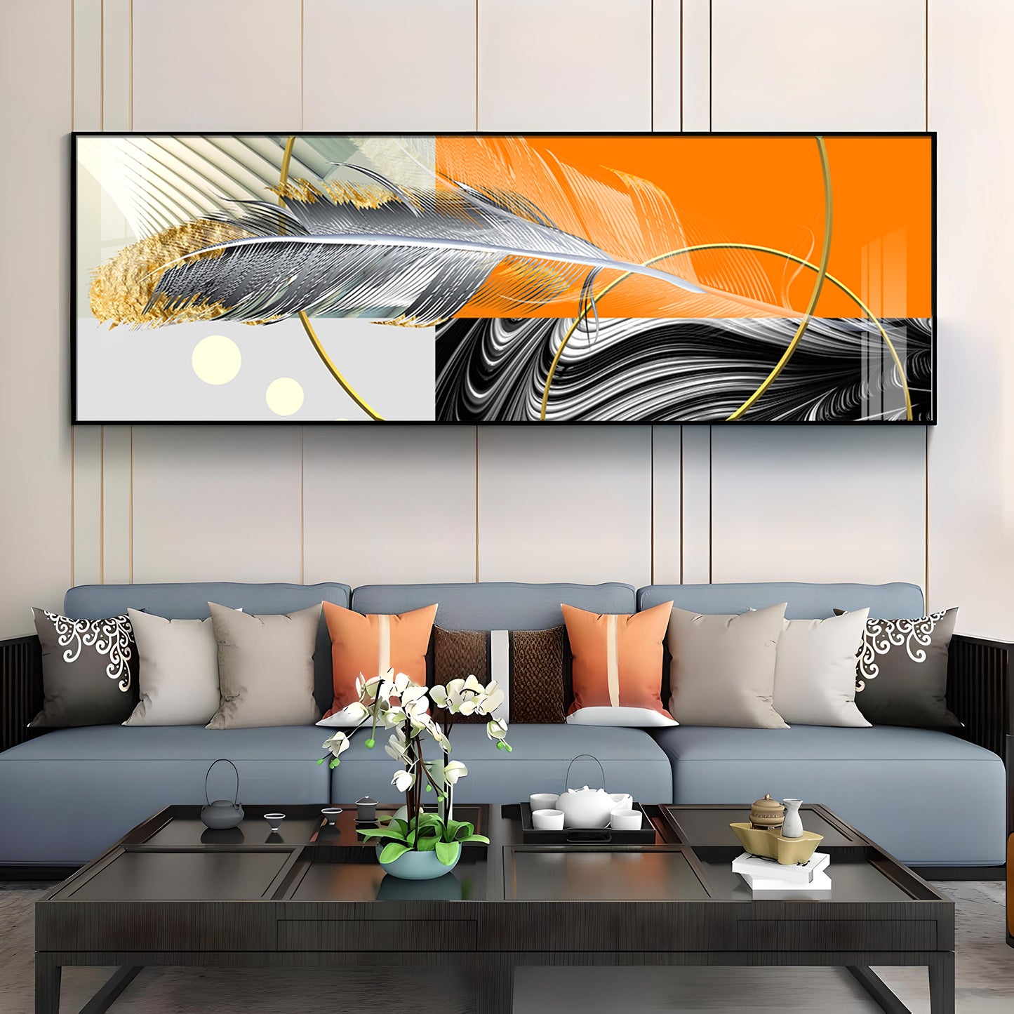 Feather Glow Delight Premium Acrylic Horizontal Wall Art