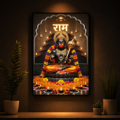Seated Hanuman Modern Luxury Backlight Vertical Wall Art