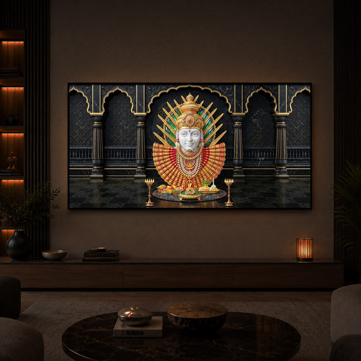 Goddess Renuka Modern Luxury Backlight Horizontal Wall Art