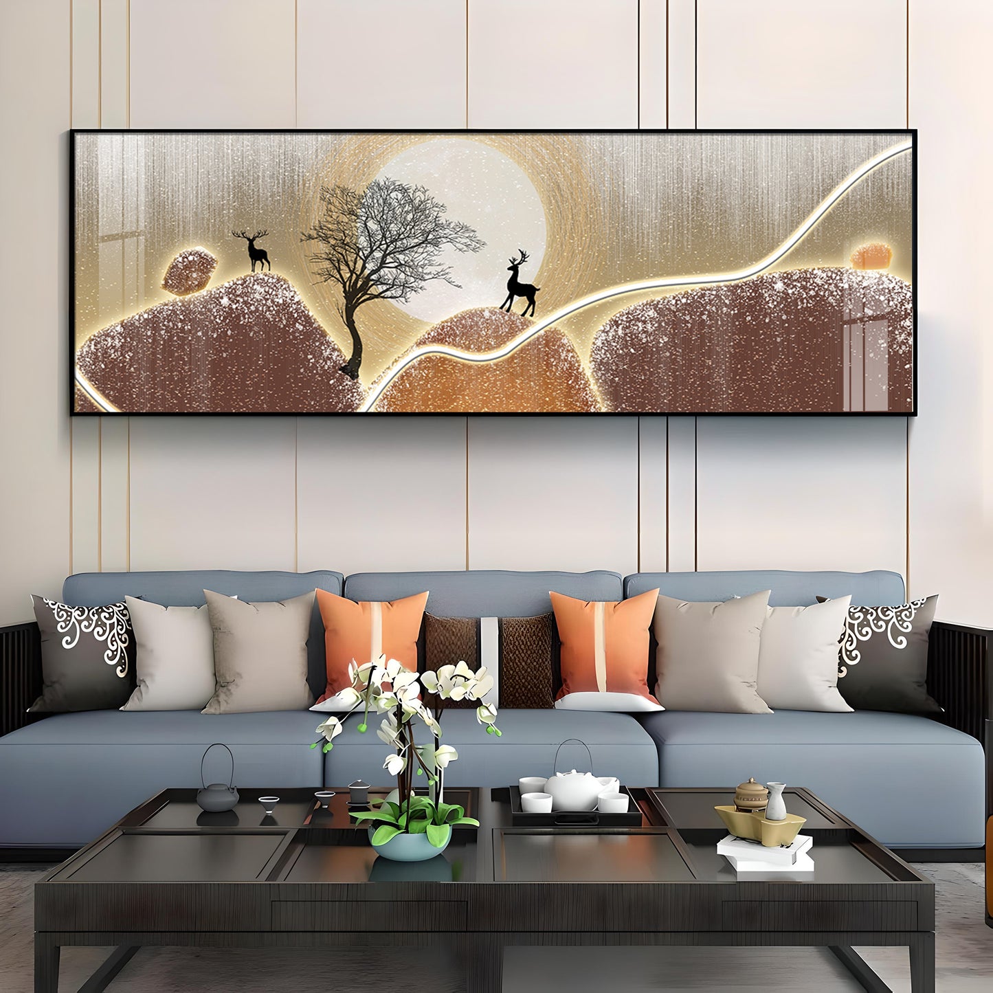 Serene Deer Scene Premium Acrylic Horizontal Wall Art