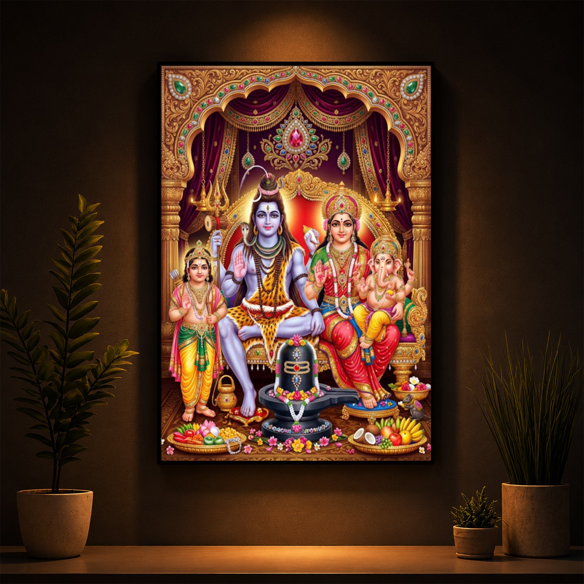 Namah Shivay Modern Luxury Backlight Vertical Wall Art