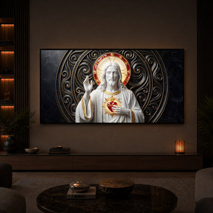 Heart Of Jesus Modern Luxury Backlight Horizontal Wall Art