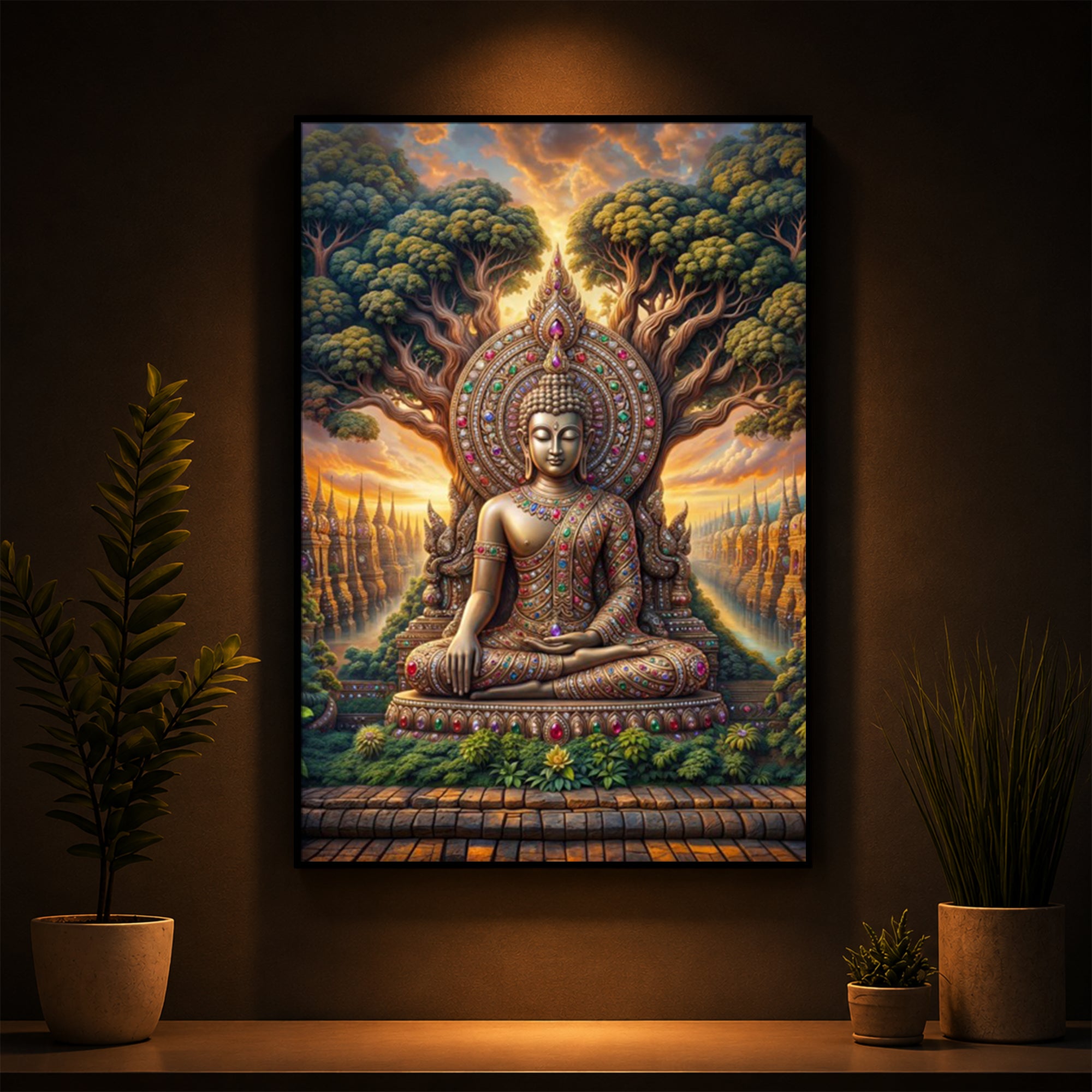 Elevation Buddha Modern Luxury Backlight Vertical Wall Art