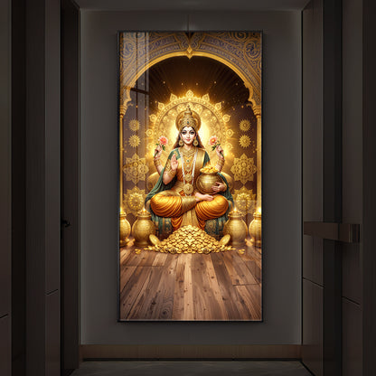 Goddess Lakshmi Maa Modern Luxury Backlight Vertical Wall Art