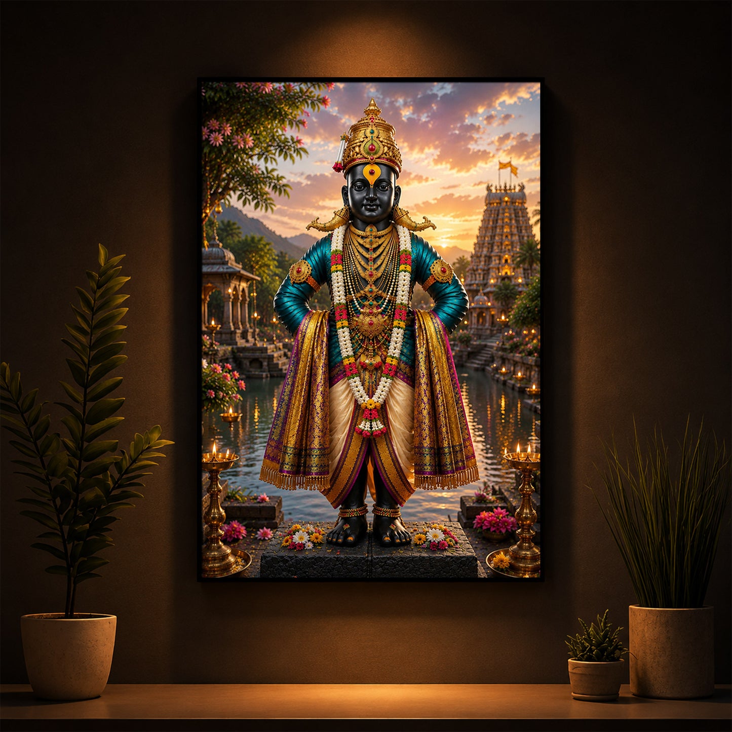 Lord Vitthal Modern Luxury Backlight Vertical Wall Art