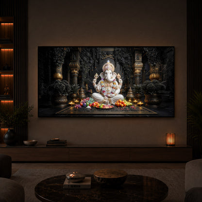 Lord Ganesha Modern Luxury Backlight Horizontal Wall Art