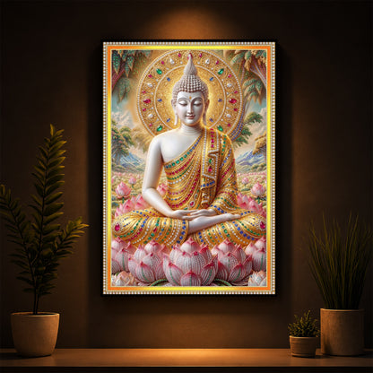 Divine Buddha Harmony Modern Luxury Backlight Vertical Wall Art