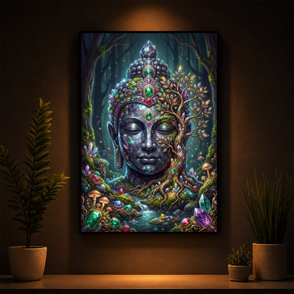 Lord Gautam Buddha Modern Luxury Backlight Vertical Wall Art