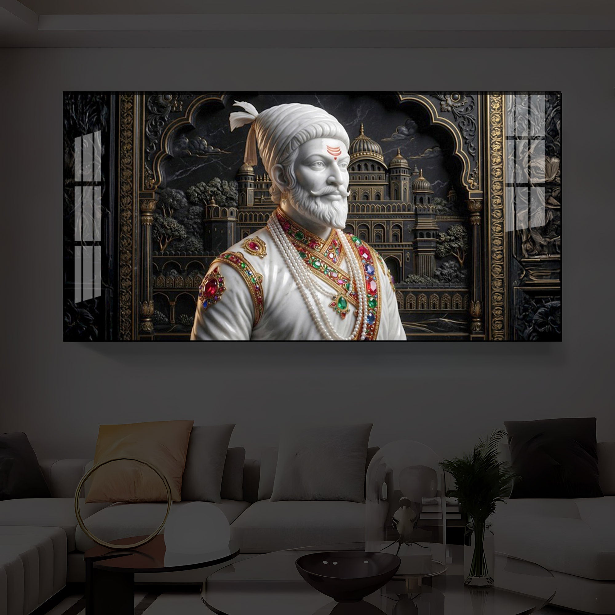 Veer Chhatrapati Shivaji Maharaj Modern Luxury Backlight Horizontal Wall Art