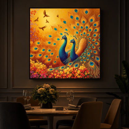 Couple Peacock Modern Luxury Backlight Square Wall Art