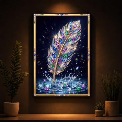 Colorful Feather Modern Luxury Backlight Vertical Wall Art