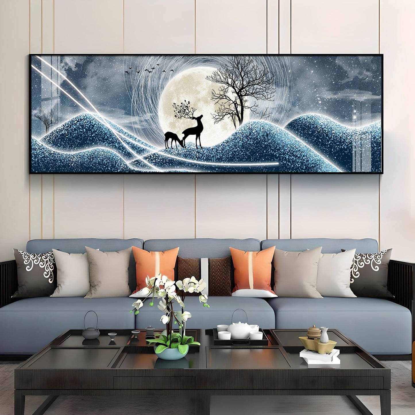 Moonlit Forest Serenade Premium Acrylic Horizontal Wall Art