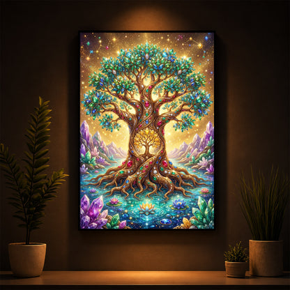 Majestic Tree Of Life Modern Luxury Backlight Vertical Wall Art