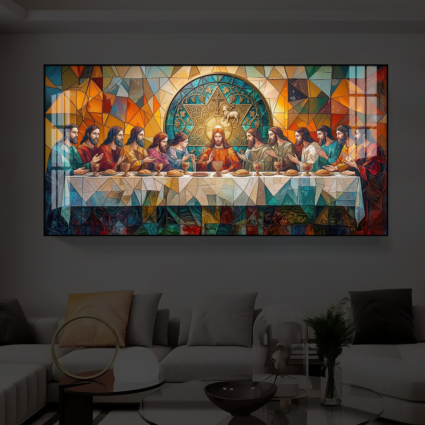 The last Supper Modern Luxury Backlight Horizontal Wall Art