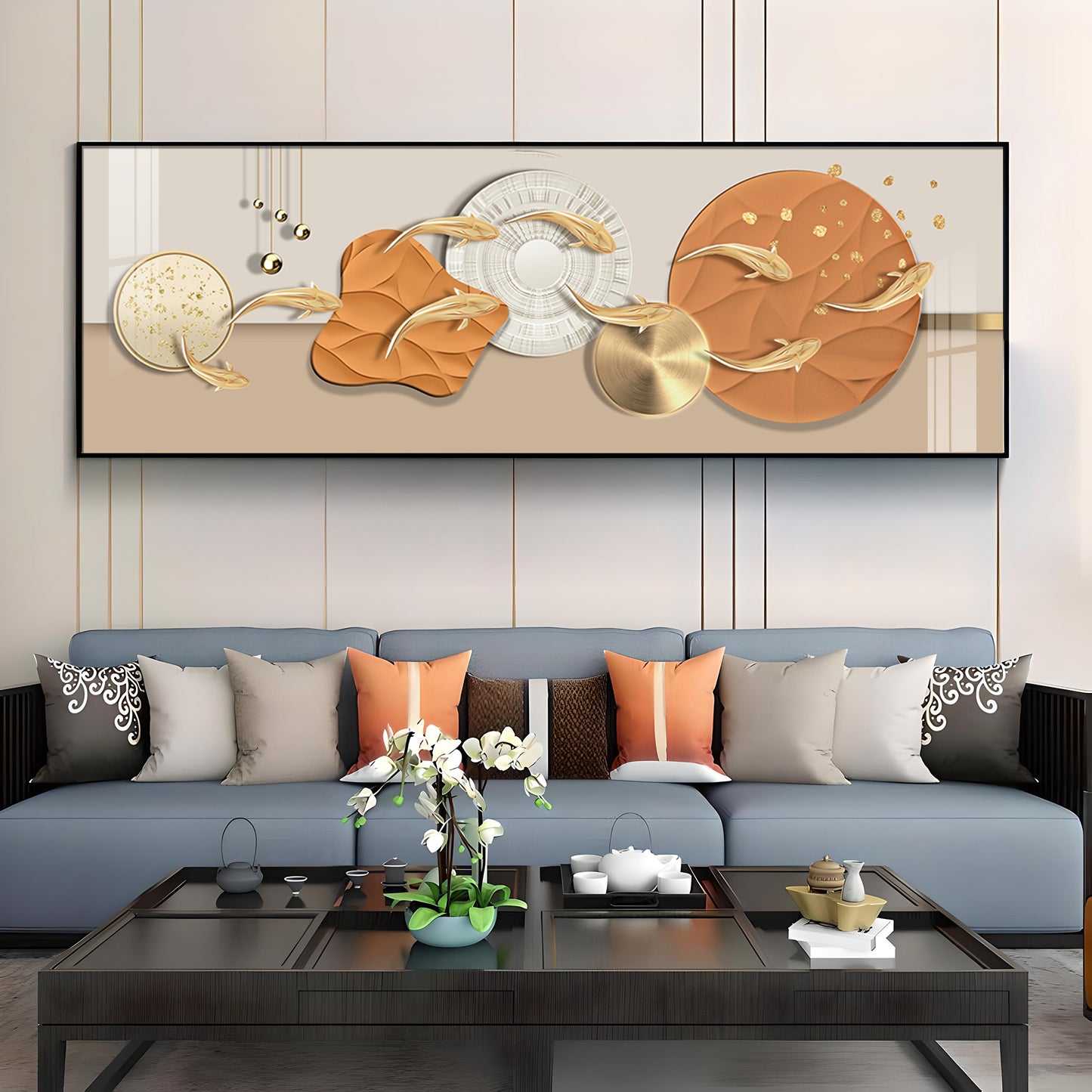 Radiant Gold Fish Premium Acrylic Horizontal Wall Art