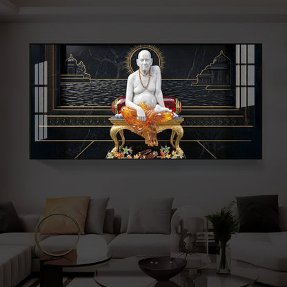 Swami Samarth Maharaj Modern Luxury Backlight Horizontal Wall Art