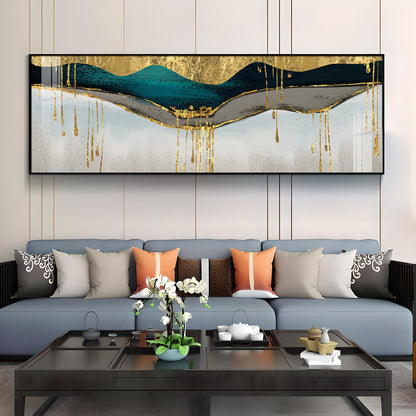 Golden Geomorphic Abstract Premium Acrylic Horizontal Wall Art