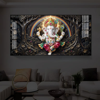 Divine Shree Ganesh Ji Modern Luxury Backlight Horizontal Wall Art
