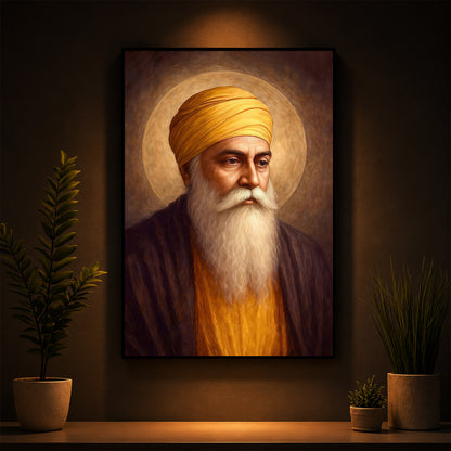 Guru Nanak Dev Ji Modern Luxury Backlight Vertical Wall Art