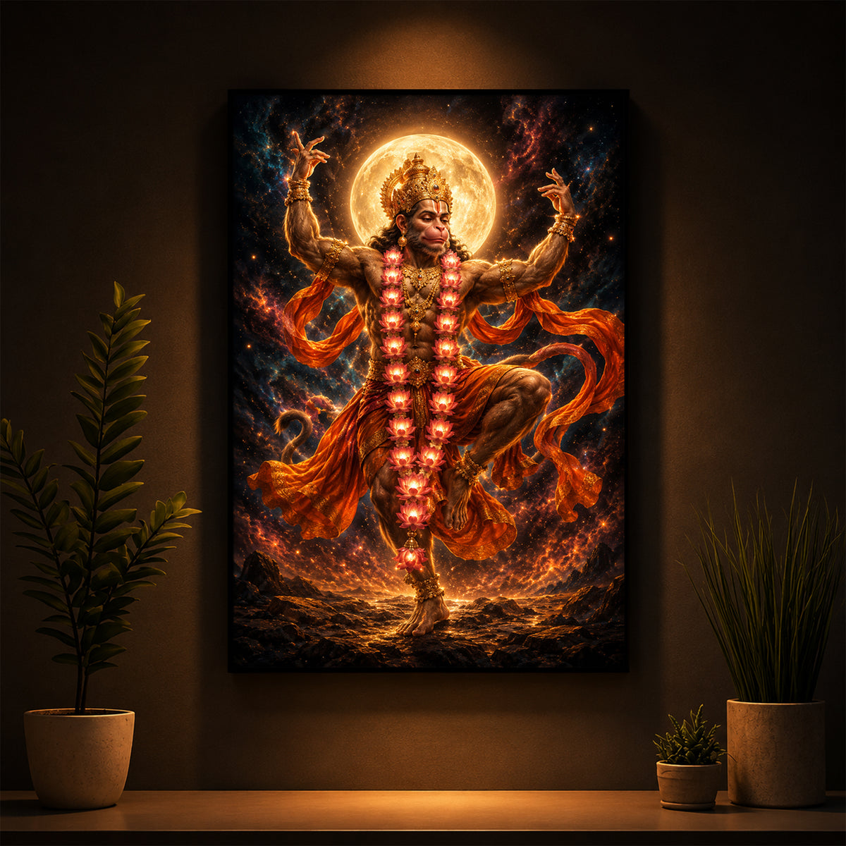 Dancing Hanuman Modern Luxury Backlight Vertical Wall Art