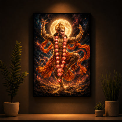 Dancing Hanuman Modern Luxury Backlight Vertical Wall Art