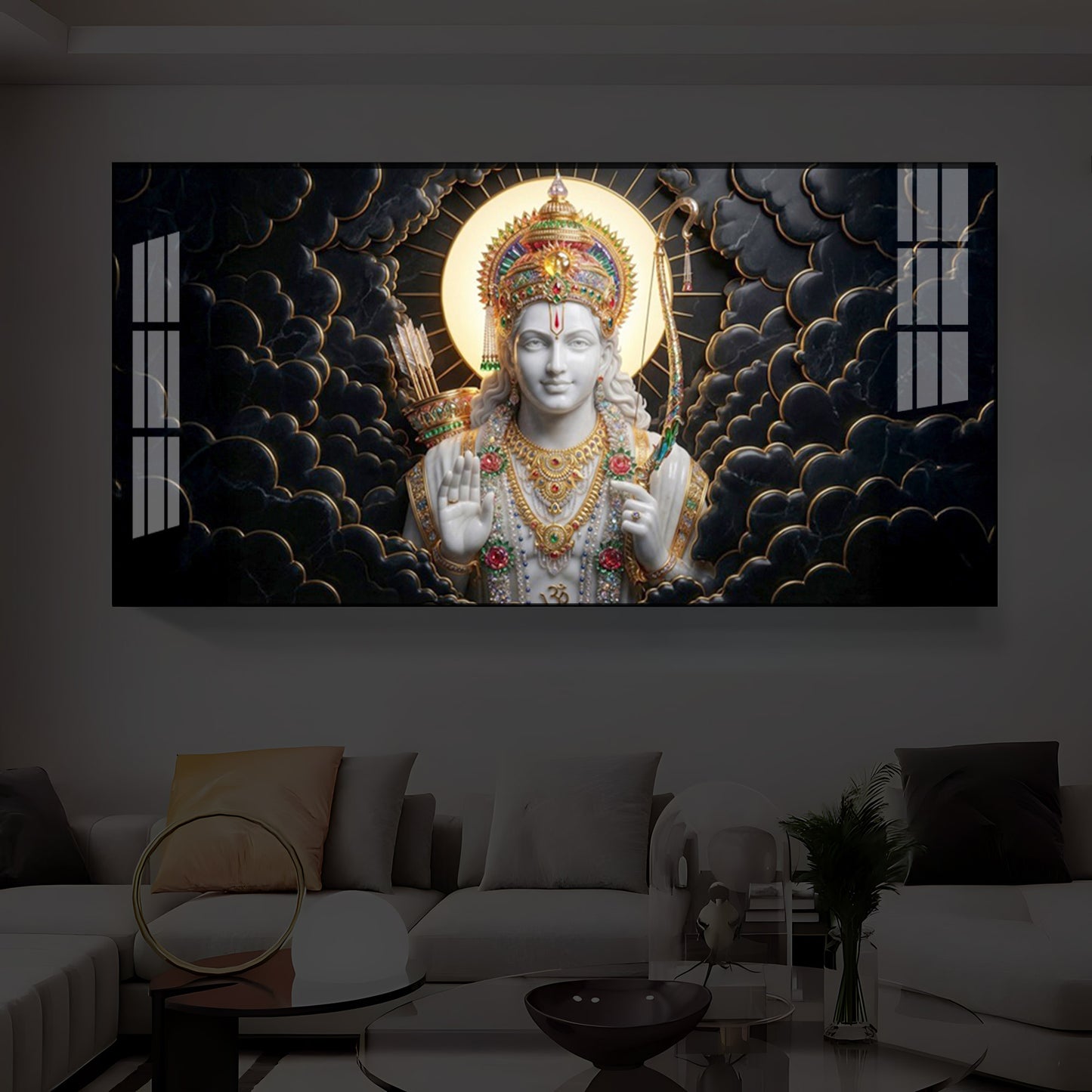 Lord Ram Modern Luxury Backlight Horizontal Wall Art