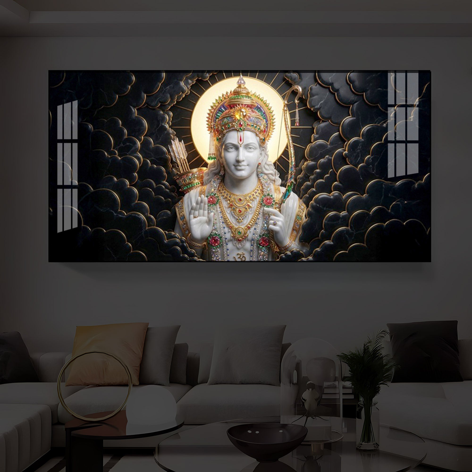 Lord Ram Modern Luxury Backlight Horizontal Wall Art