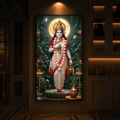 Maa Brahmacharini Modern Luxury Backlight Vertical Wall Art