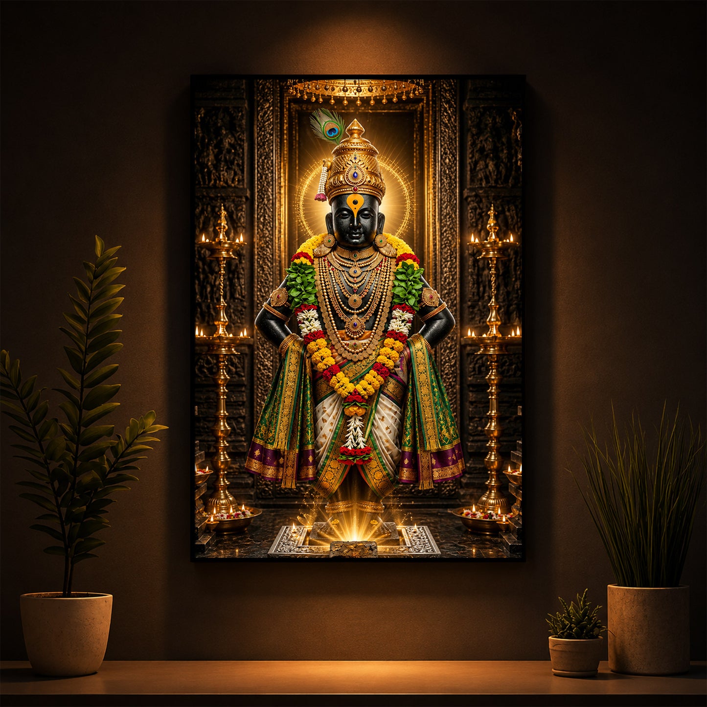 God Vitthal Modern Luxury Backlight Vertical Wall Art